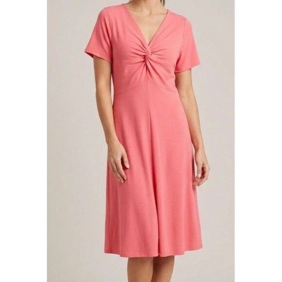 torrid Dresses & Skirts - Torrid Coral Pink Twist-Front Ribbed Skater Dress Size 1 (1X / 14-16) NWT